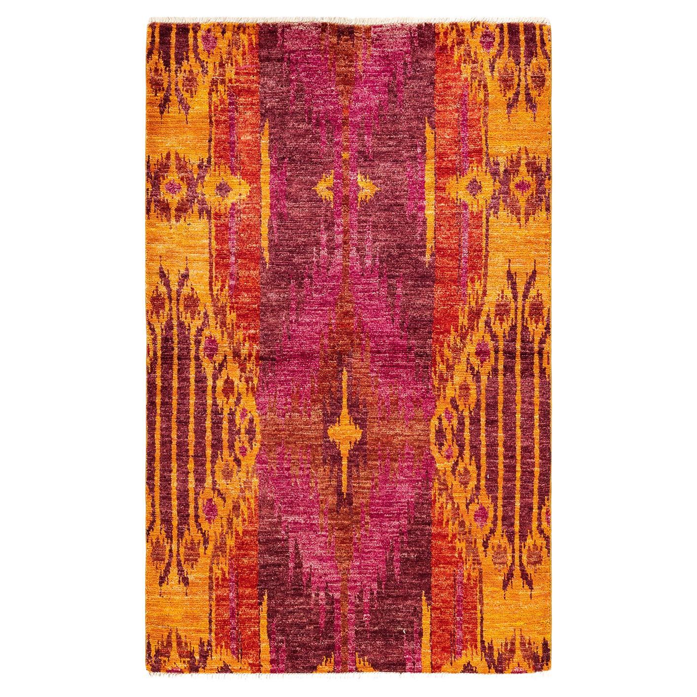 Contemporary Modern Handknotted Wool Red Area Rug im Angebot