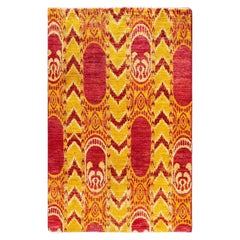 Contemporary Modern Handknotted Wool Red Area Rug 
