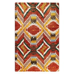 Contemporary Modern Handknotted Wool Red Area Rug 