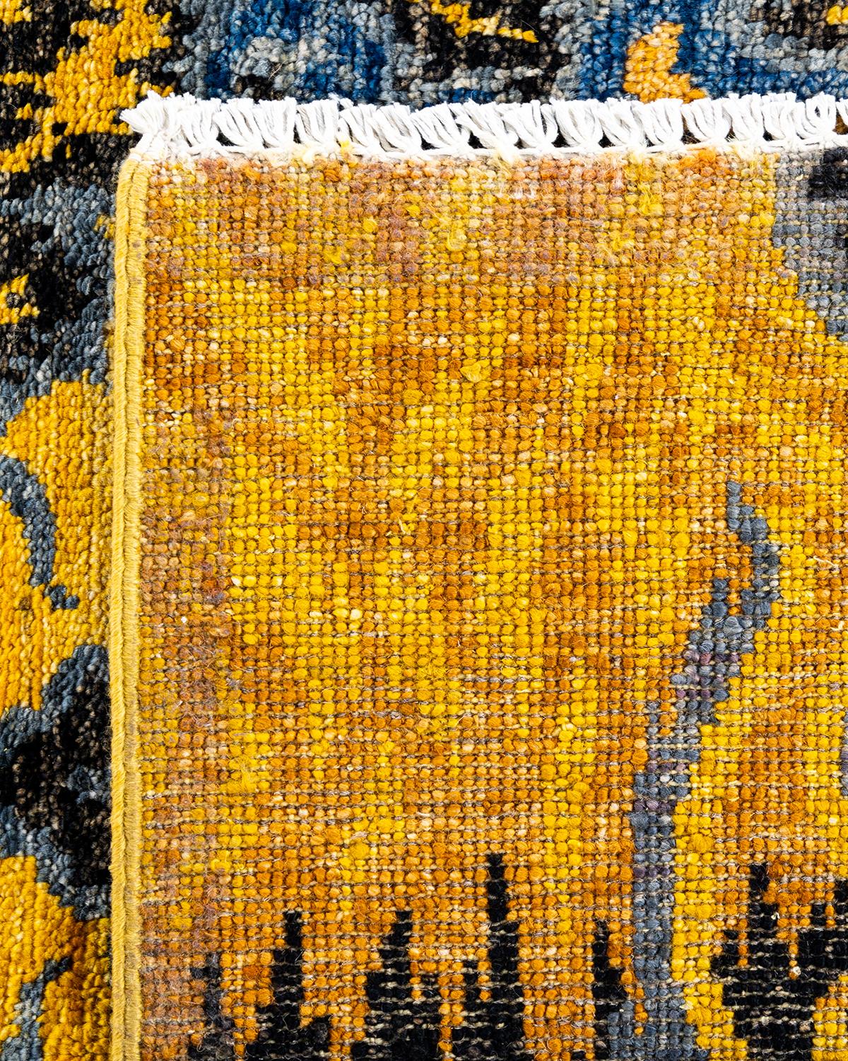 Contemporary Modern Handknotted Wool Yellow Area Rug  (21. Jahrhundert und zeitgenössisch) im Angebot
