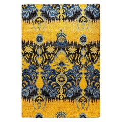 Contemporary Modern Hand Knotted Wool Yellow Area Rug 