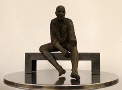 Contemporary Modern Hanneke Beaumont Seated Man Bronze Sculpture 2002