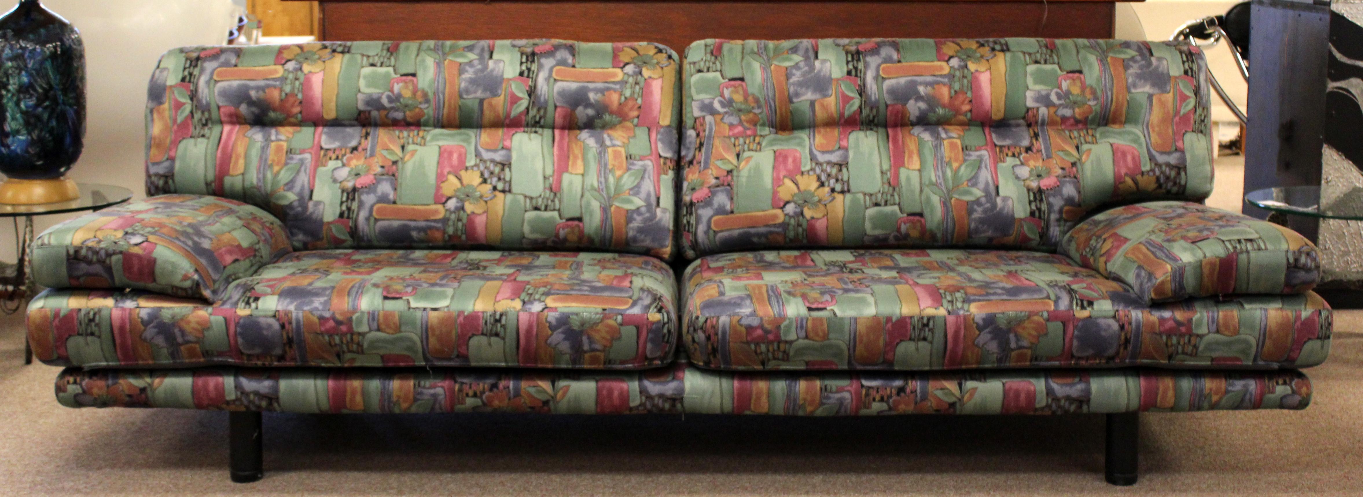 For your consideration is a delightful sofa, with a rich floral pattern fabric, by Swedish company DUX, circa 1990s. In excellent condition. The dimensions are 87