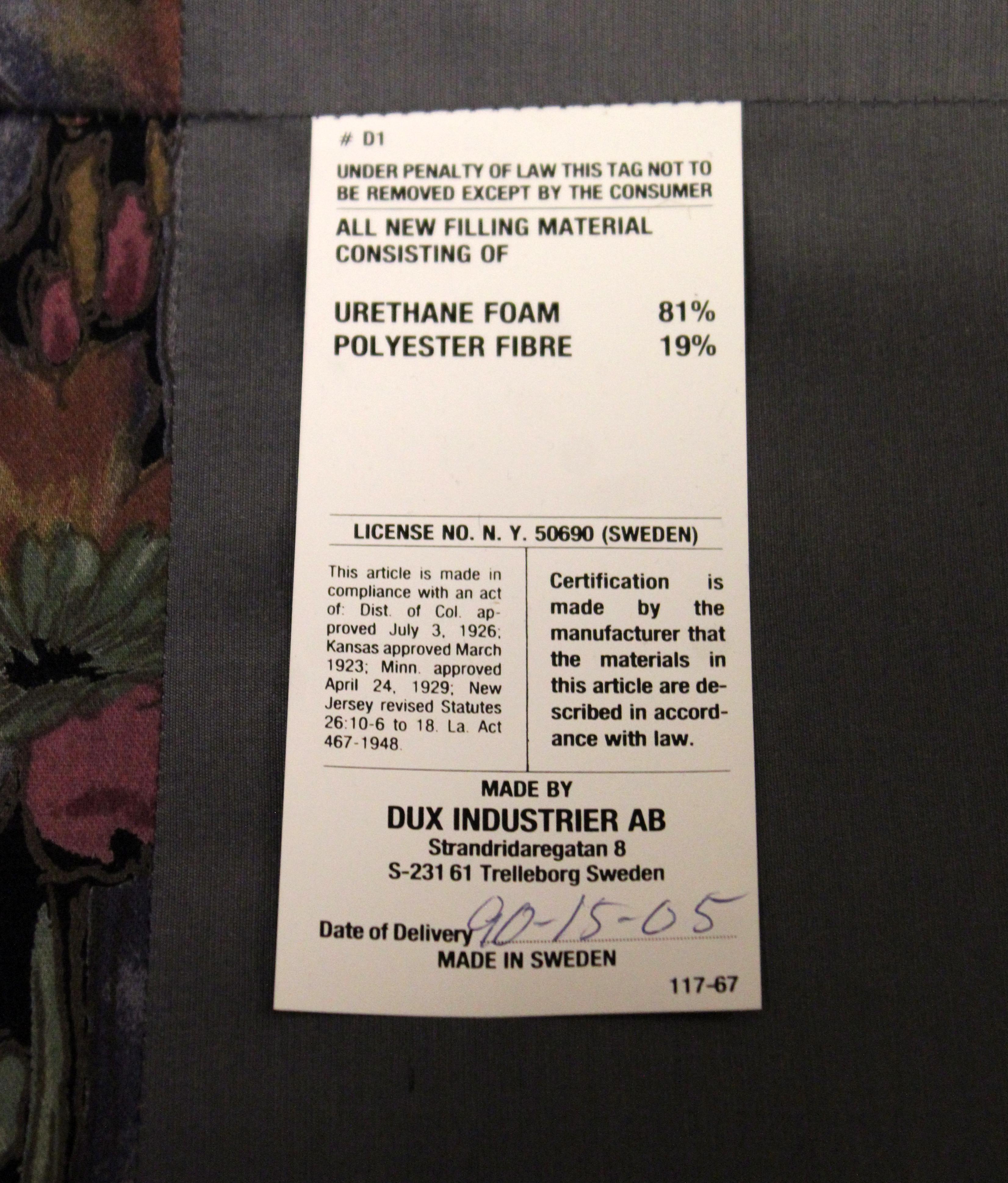 Late 20th Century Contemporary Modern Hans DUX Sofa Made in Sweden 1990s Floral Pattern