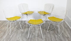 Contemporary Modern Harry Bertoia for Knoll Set 5 Side Dining Chairs 1980 Yellow