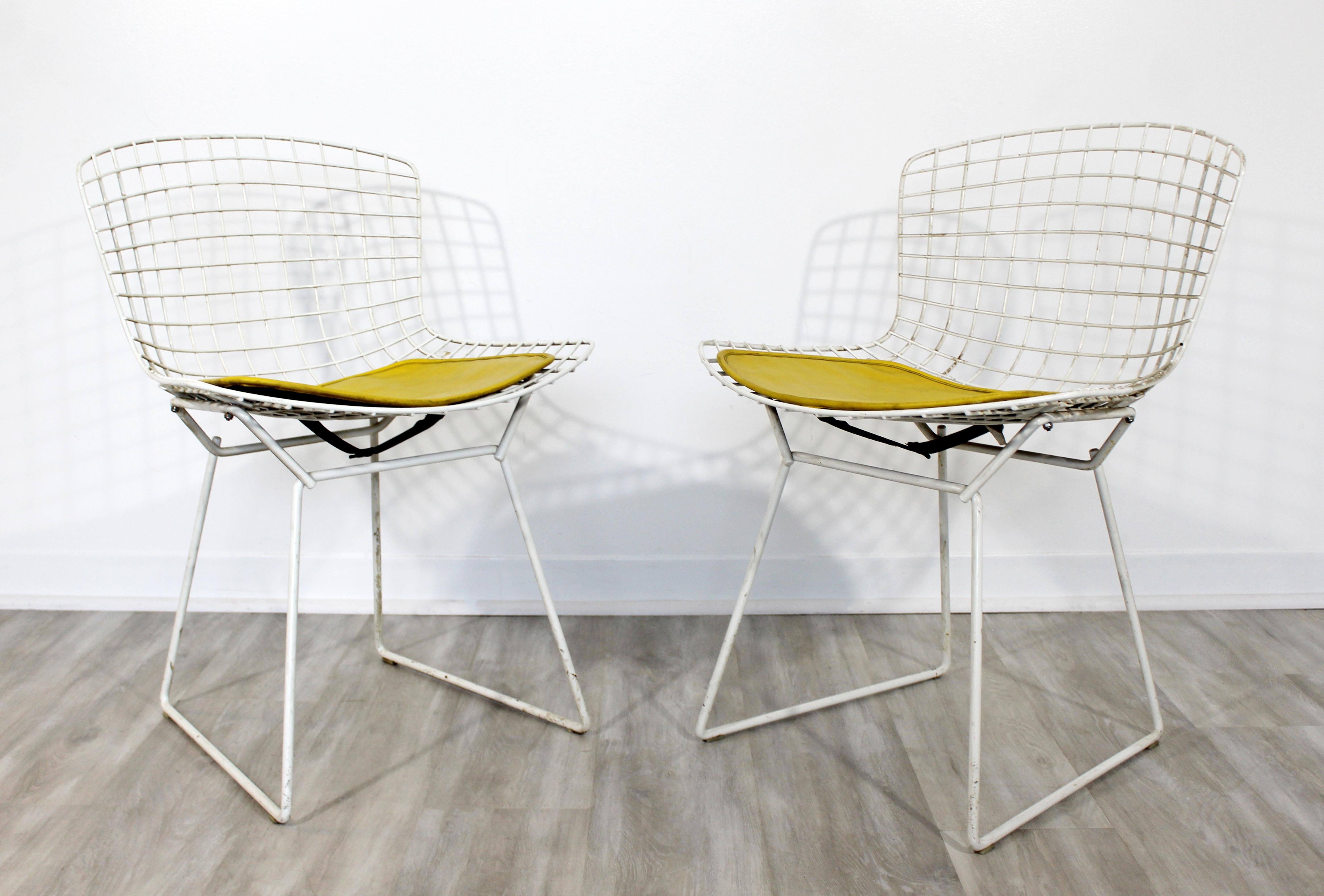 Contemporary Modern Harry Bertoia for Knoll Set 5 Side Dining Chairs 1980 Yellow In Good Condition In Keego Harbor, MI