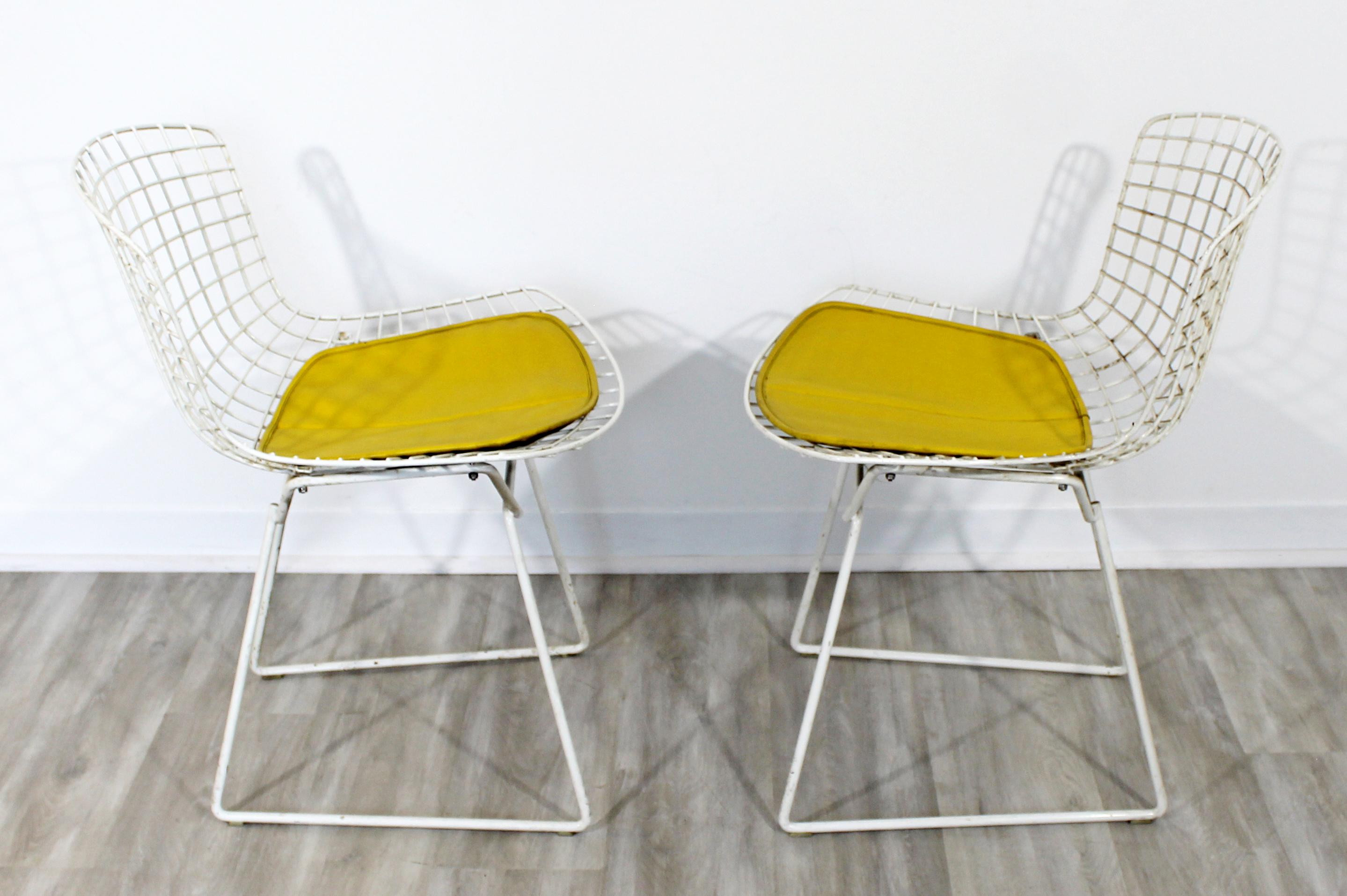 Metal Contemporary Modern Harry Bertoia for Knoll Set 5 Side Dining Chairs 1980 Yellow