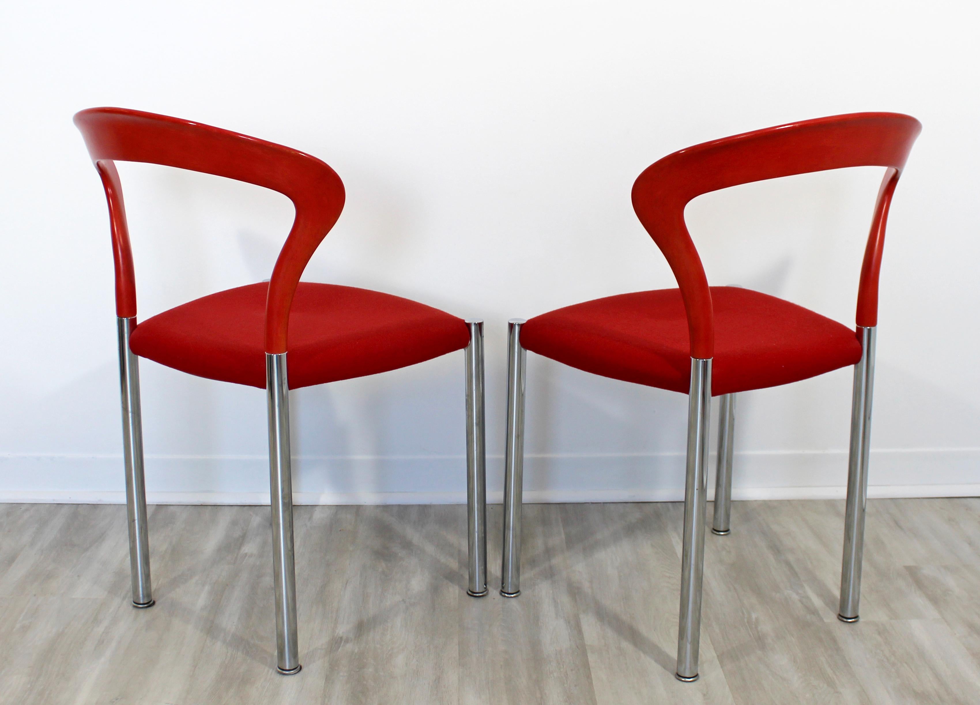 Late 20th Century Contemporary Modern Hartmut Lohmeyer Set of 5 Red Lotus Stacking Chairs Kusch