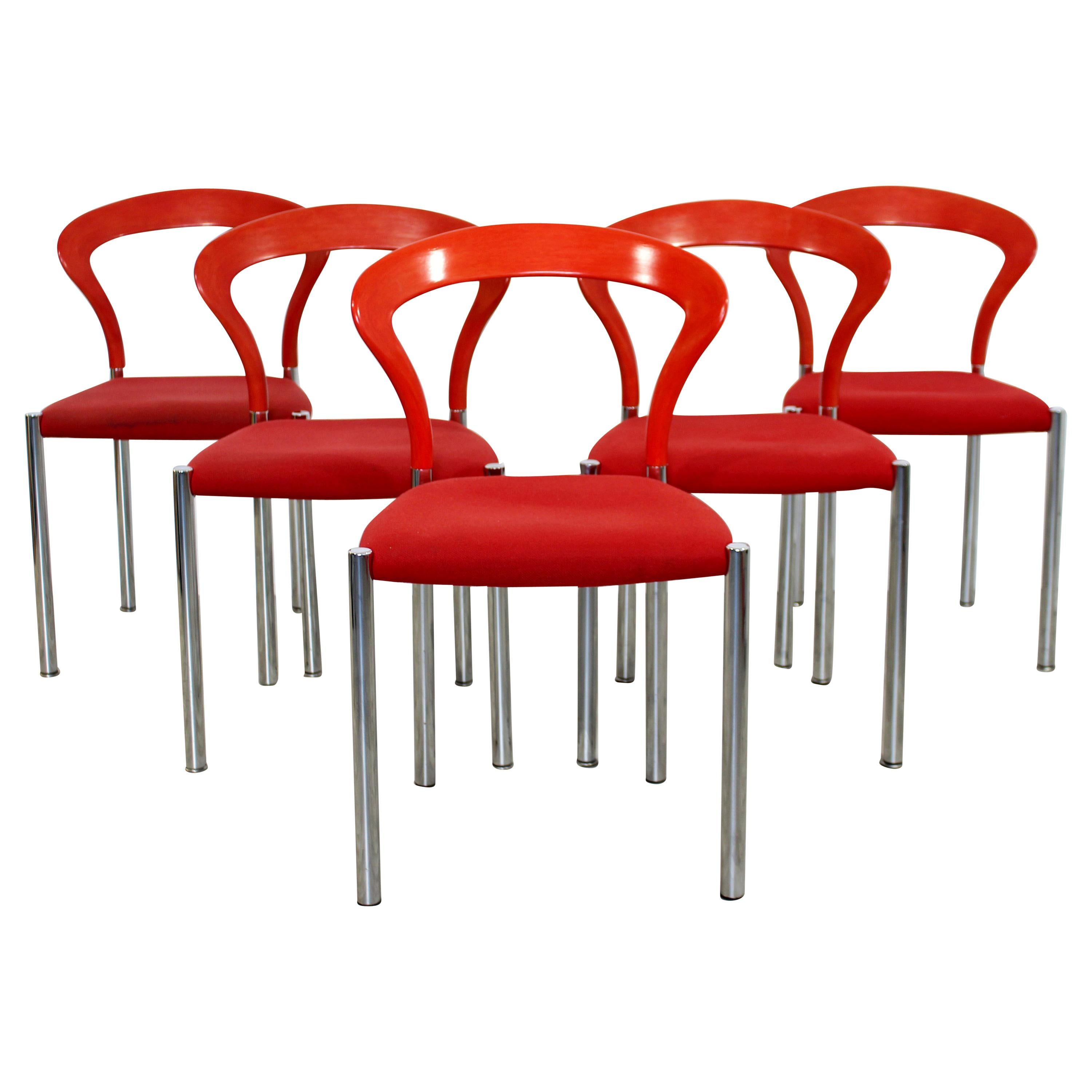 Contemporary Modern Hartmut Lohmeyer Set of 5 Red Lotus Stacking Chairs Kusch