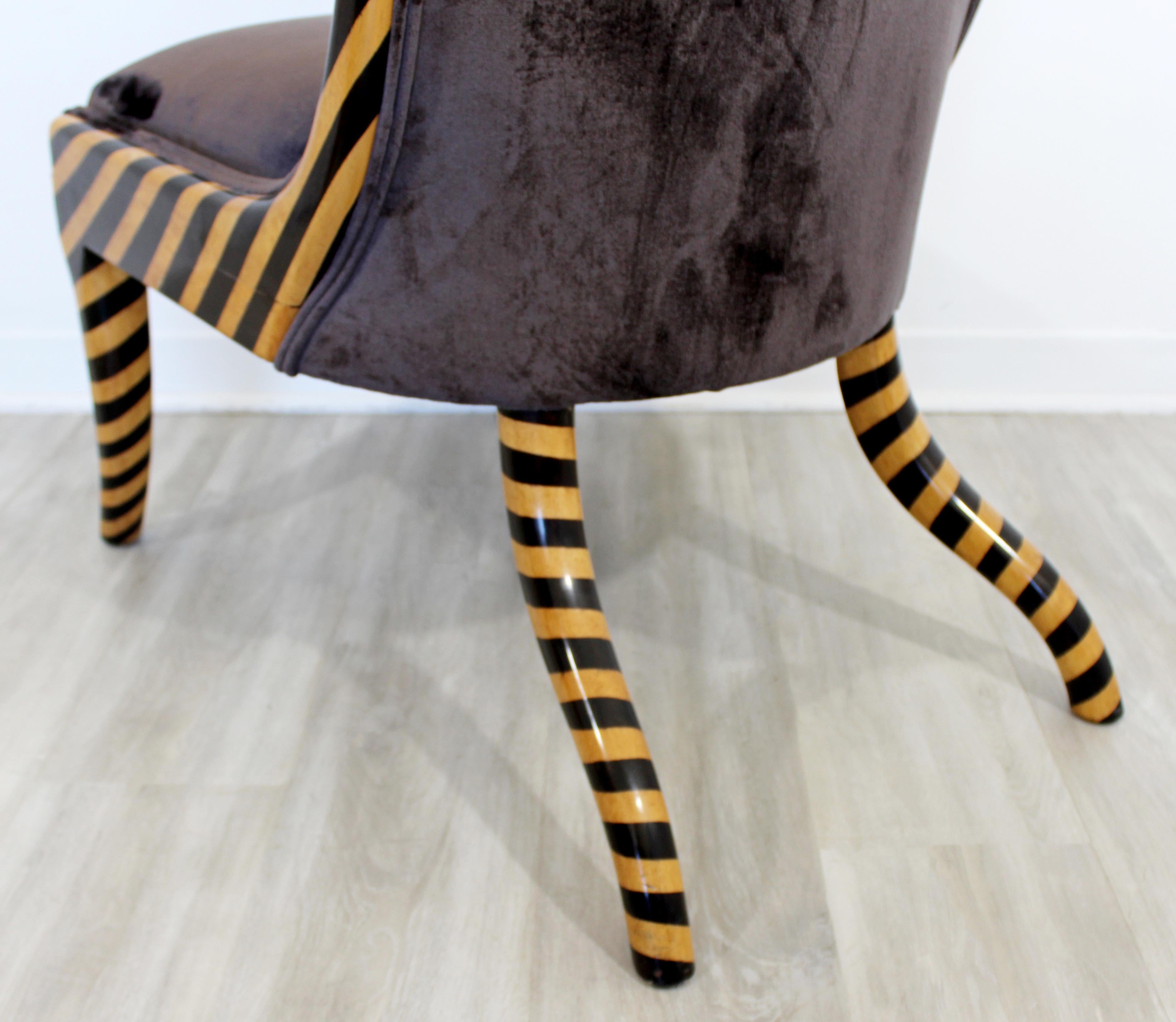 Contemporary Modern High Backed Side Accent Chair Giraffe Pattern Wood Velvet 1