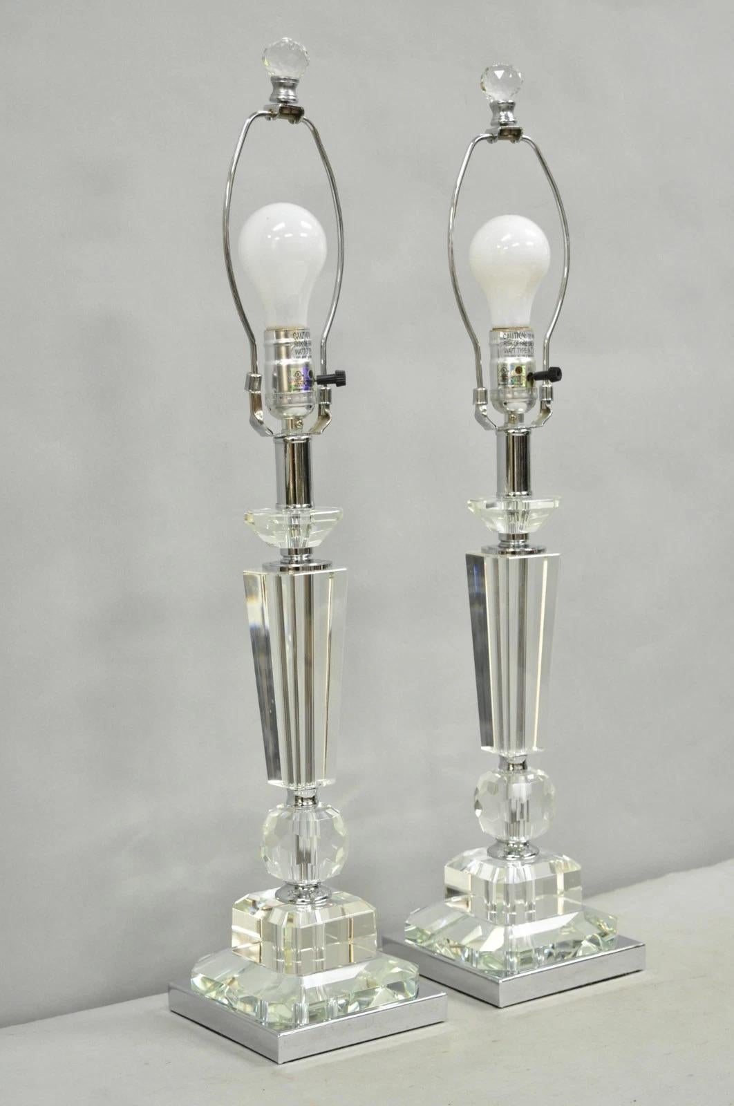 Contemporary Modern Hollywood Regency Glamorous Lead Crystal Table Lamp - a Pair For Sale 4
