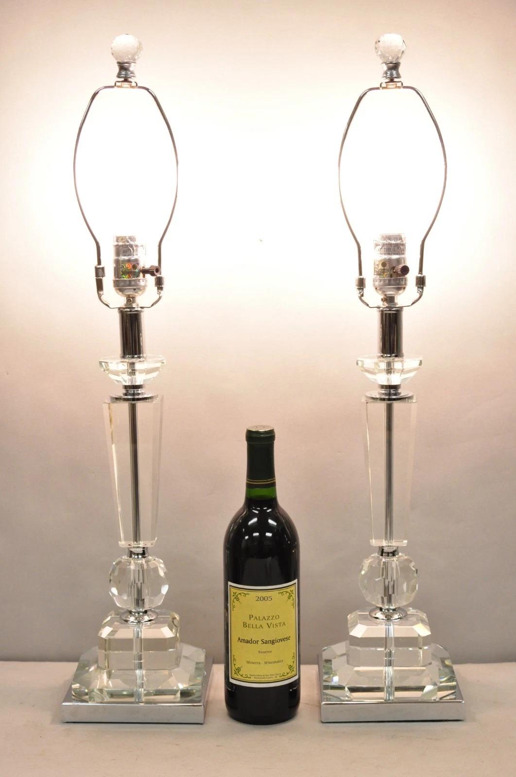 Contemporary Modern Hollywood Regency Glamorous Lead Crystal Table Lamp - a Pair For Sale 5