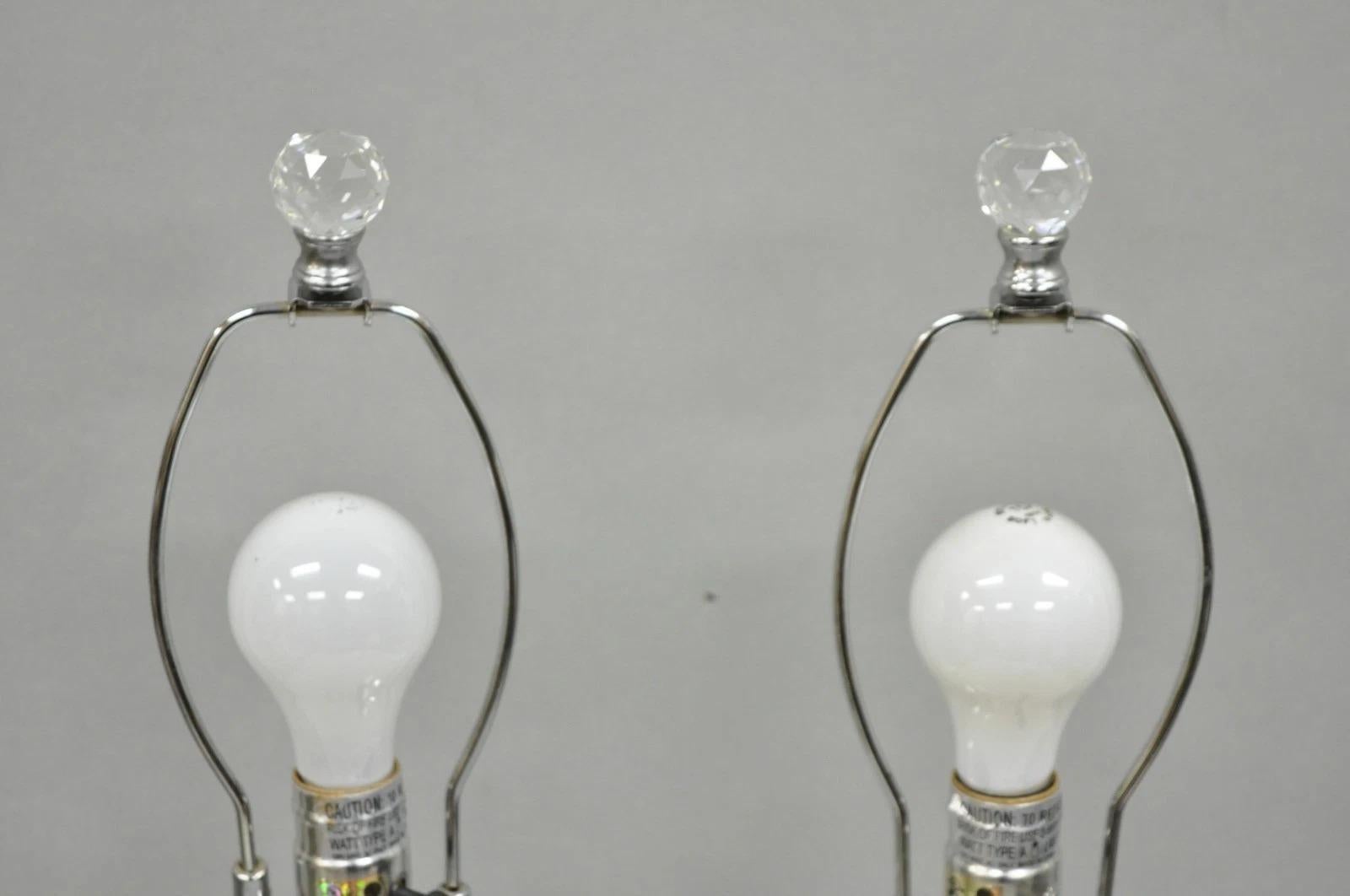 Contemporary Modern Hollywood Regency Glamorous Lead Crystal Table Lamp - a Pair In Good Condition For Sale In Philadelphia, PA
