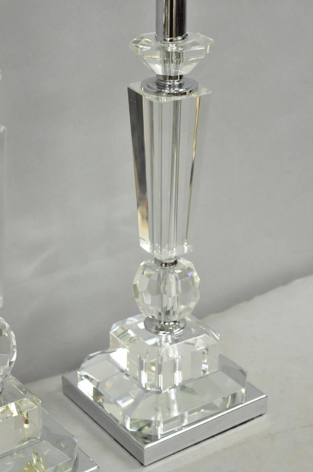 Contemporary Modern Hollywood Regency Glamorous Lead Crystal Table Lamp - a Pair For Sale 2