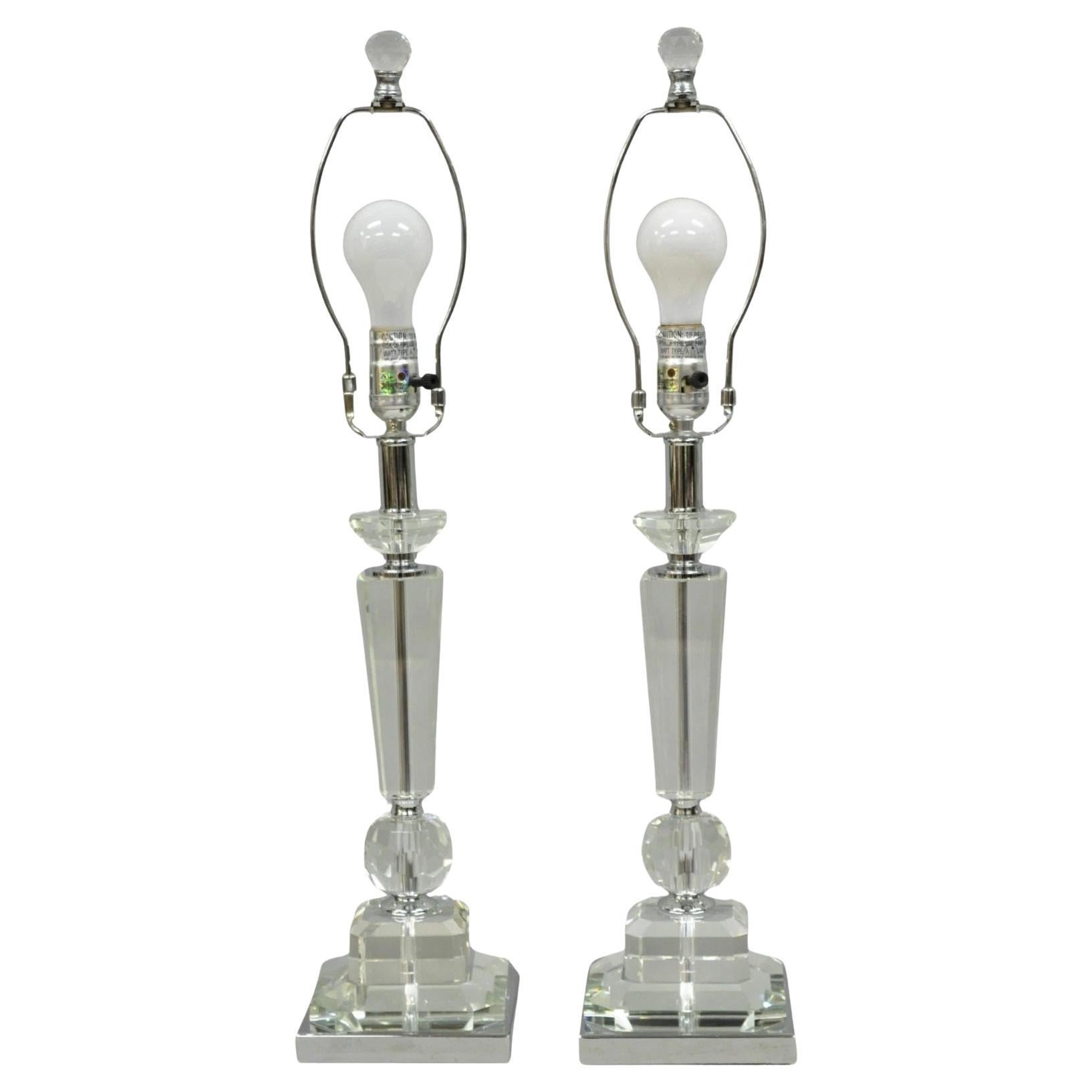 Contemporary Modern Hollywood Regency Glamorous Lead Crystal Table Lamp - a Pair For Sale