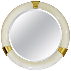 Contemporary Modern Hollywood Regency Round Lacquer Wall Mirror Springer Style