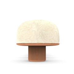 Contemporary Modern Hygge Bench in Graffito Parchment by Saccal Design House