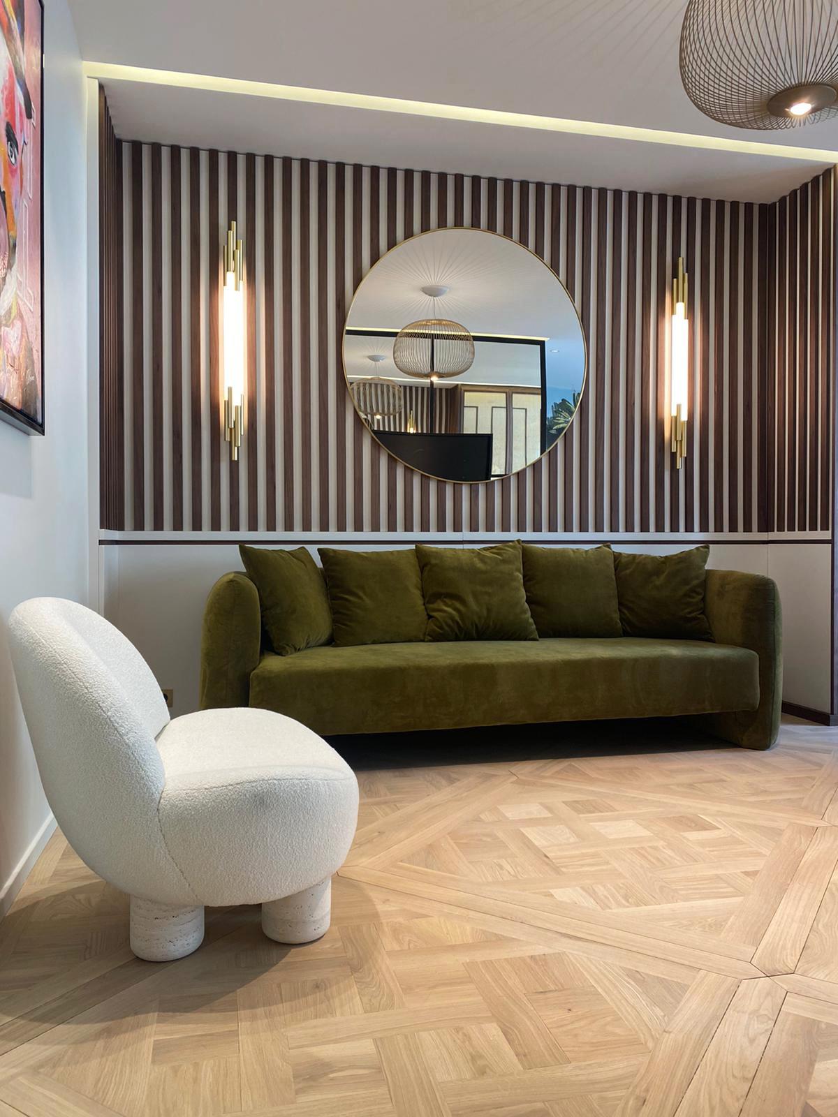 Zeitgenössische moderne Hygge-Lounge aus Stoff und Travertin, 2er-Set von Sammler im Angebot 9