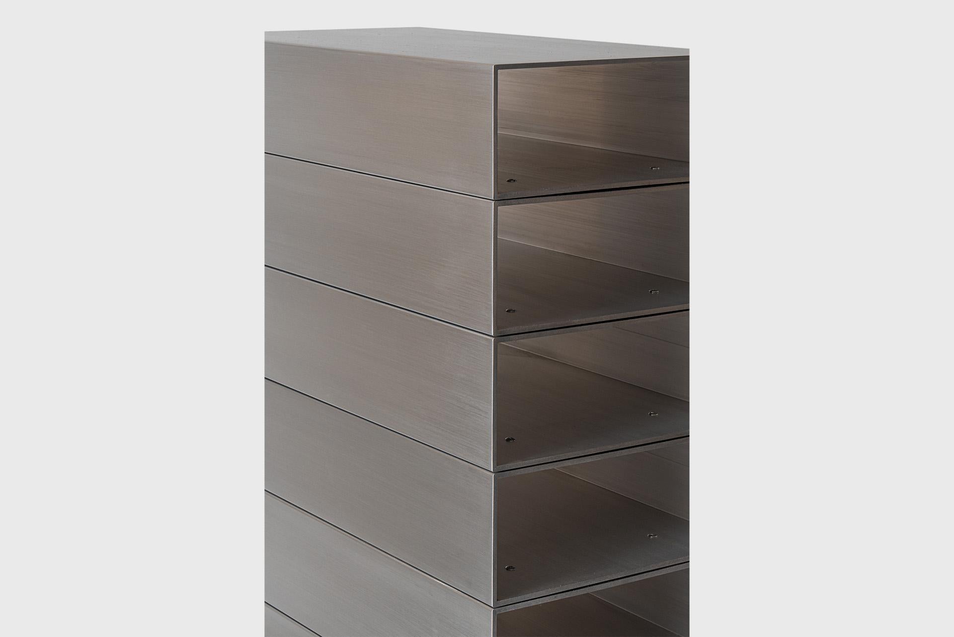 Aluminum Contemporary Modern Industrial Shelf, Metal Grey model Stack, by Johan Viladrich For Sale