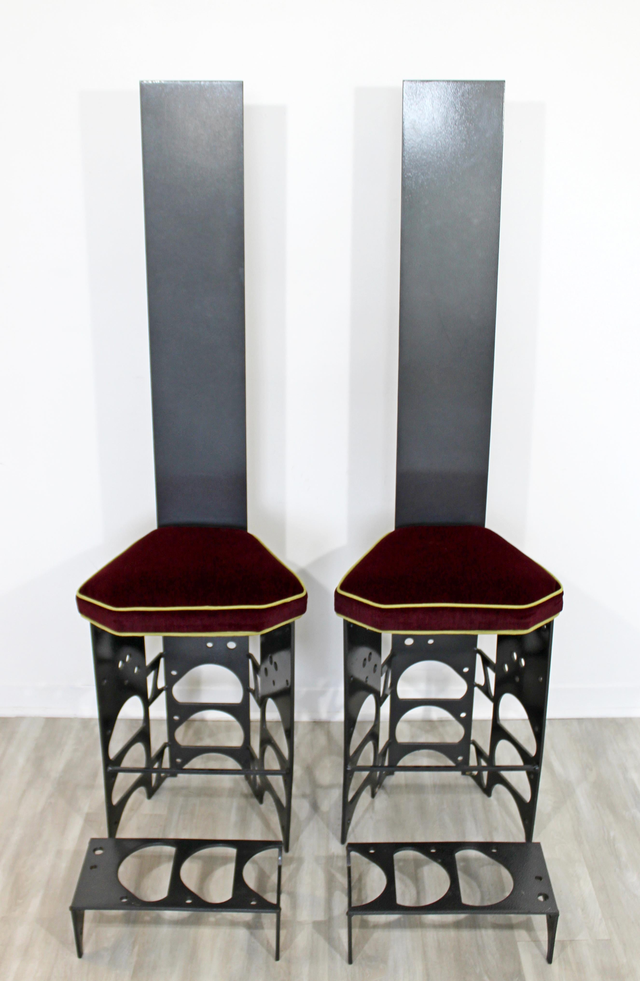 Art Deco Contemporary Modern Ironsworks King and Queen Pair of Iron Art Chairs & Ottomans