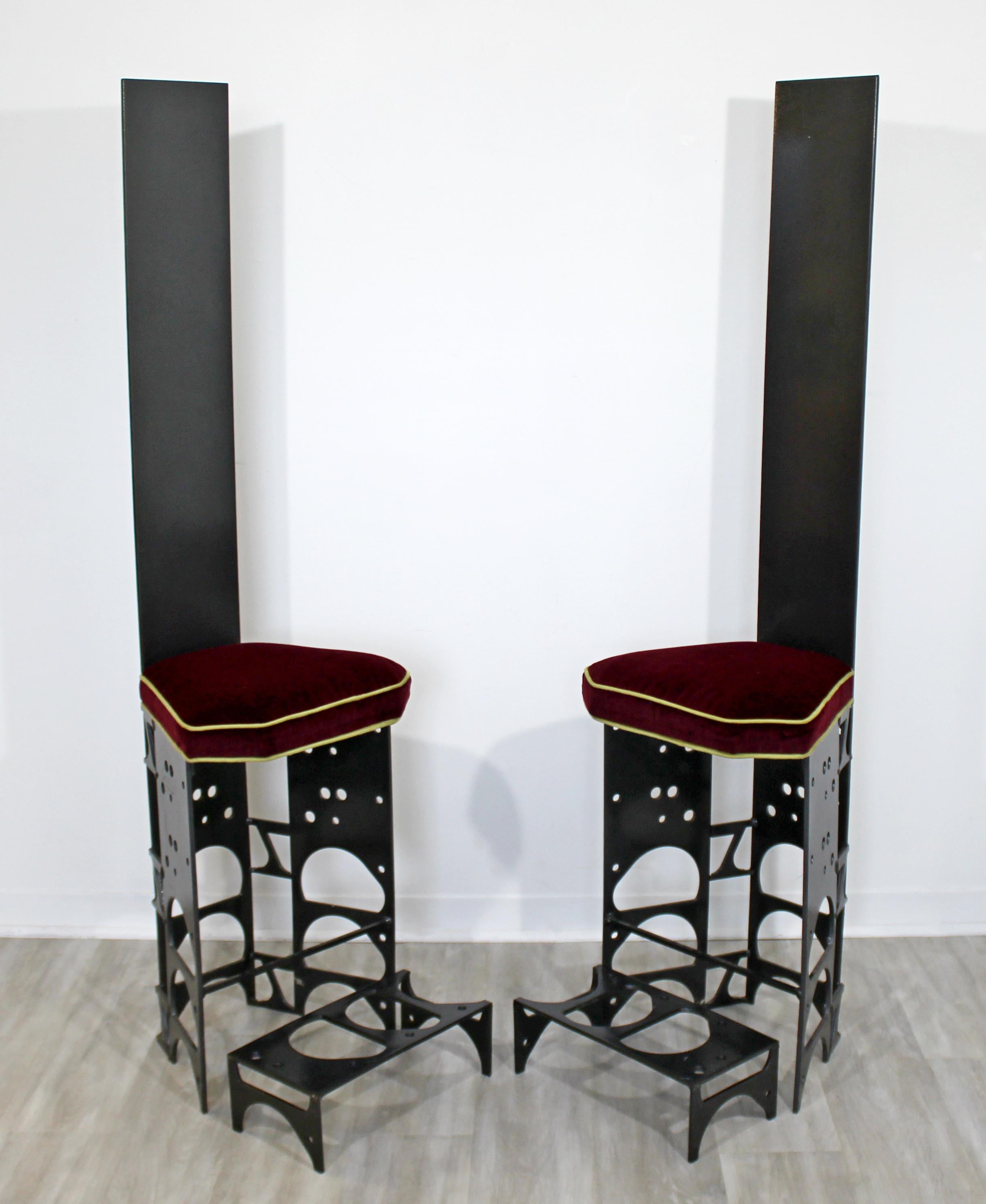 Contemporary Modern Ironsworks King and Queen Pair of Iron Art Chairs & Ottomans In Good Condition In Keego Harbor, MI