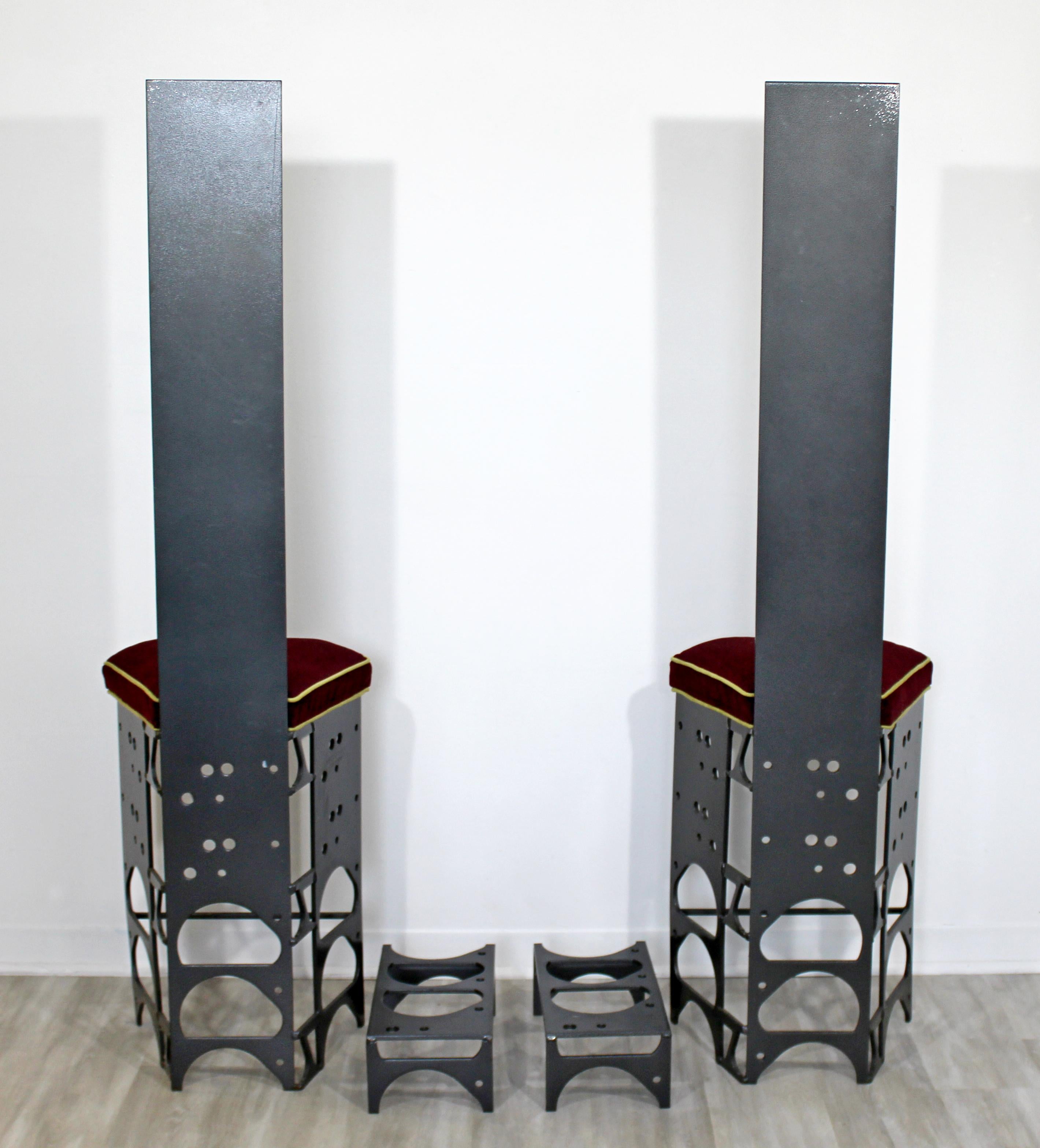 Contemporary Modern Ironsworks King and Queen Pair of Iron Art Chairs & Ottomans 1