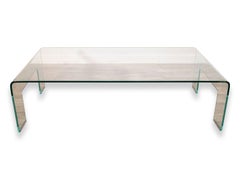 Contemporary Modern Italian Calligaris Rectangular Glass Waterfall Couchtisch