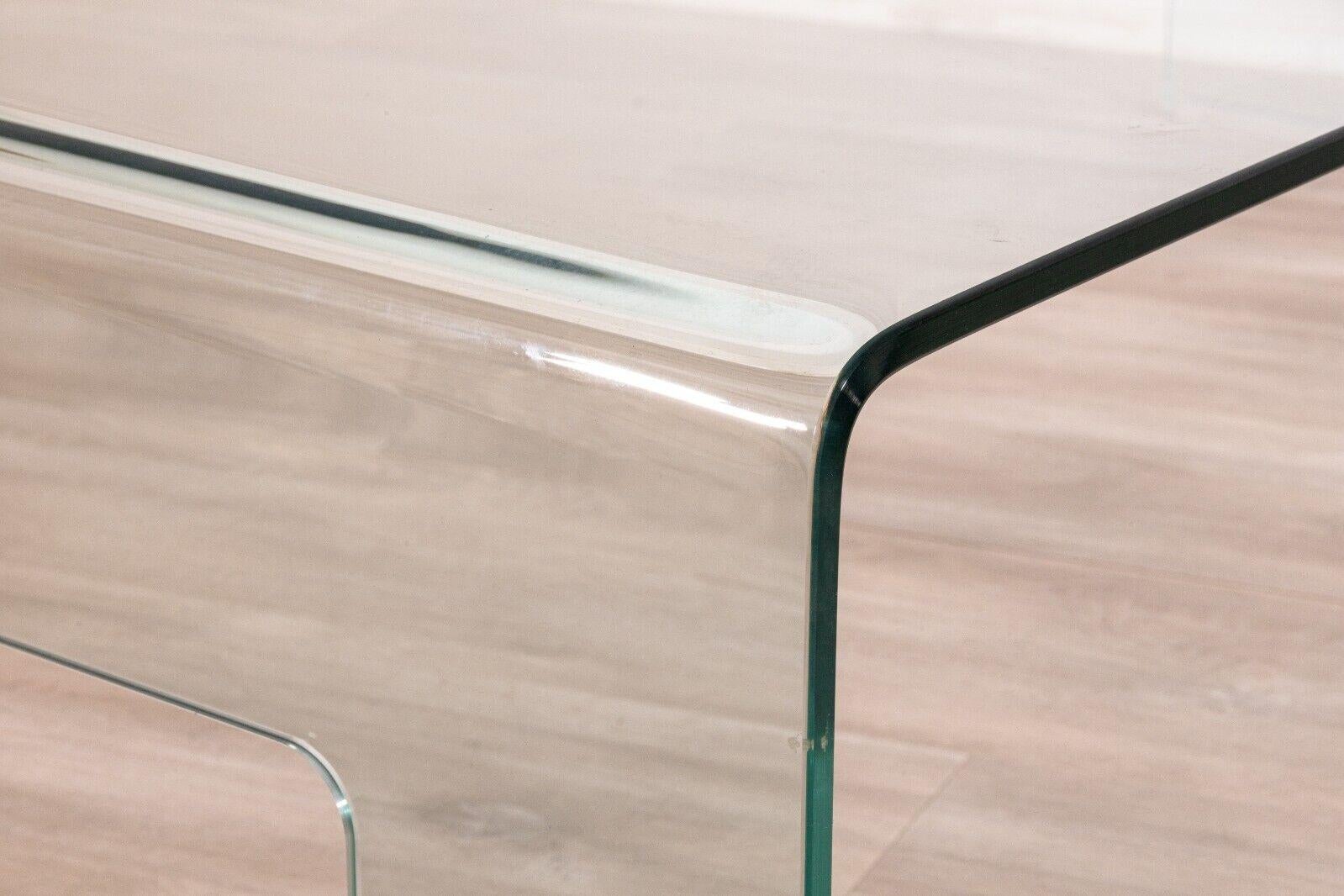 Contemporary Modern Italian Calligaris Rectangular Glass Waterfall Coffee Table 2