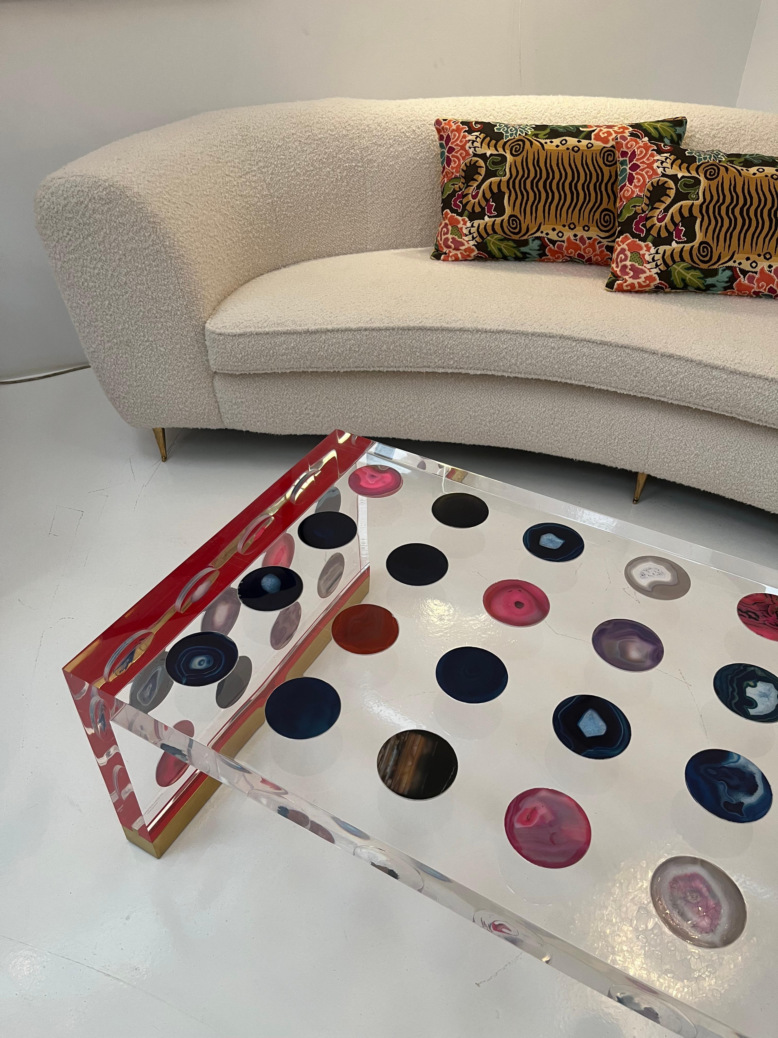 Italian Clear Coffee Table With Colored Agates Designed by Superego Studio For Sale 3