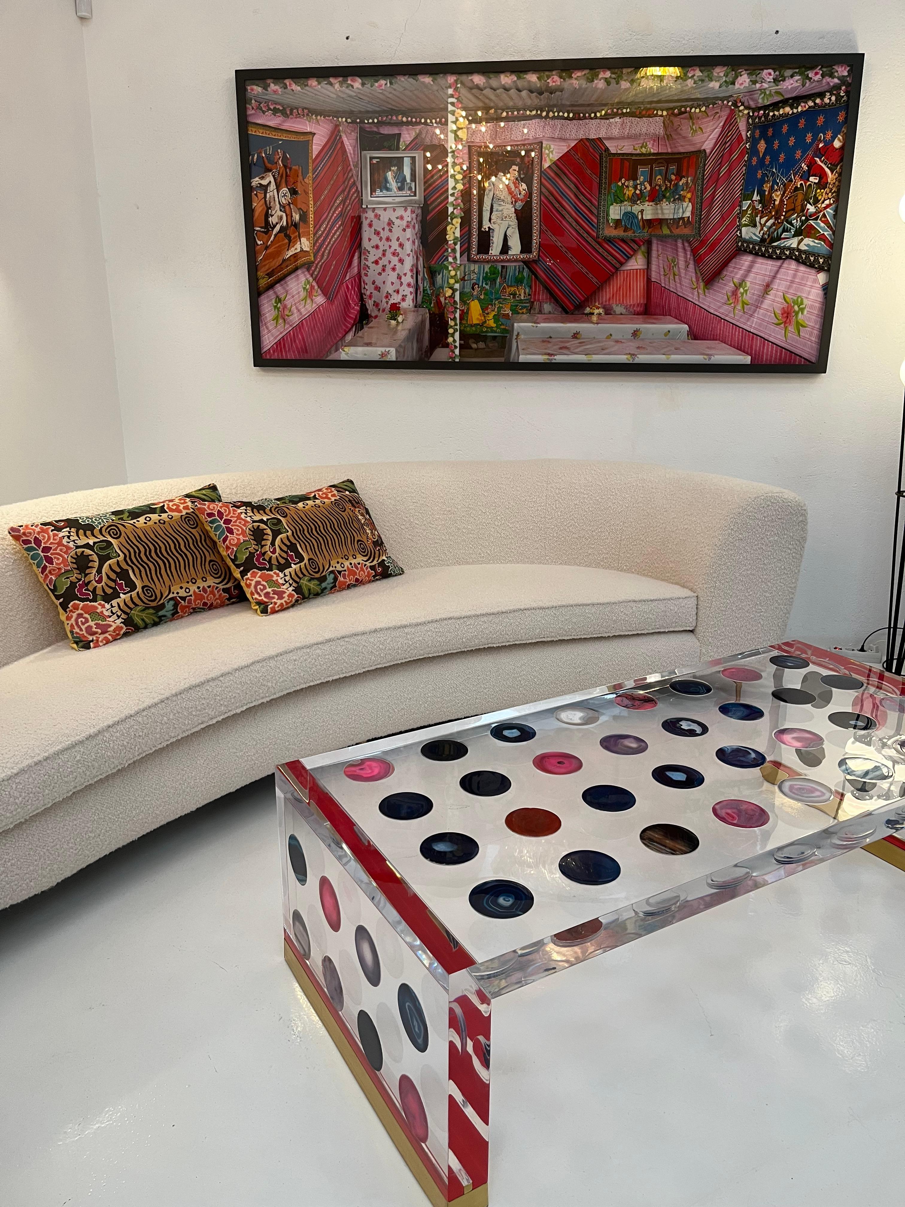 Italian Clear Coffee Table With Colored Agates Designed by Superego Studio For Sale 4
