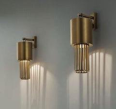 Contemporary Modern Italian Design Futurist Tubular Bronze Finish Steel Sconce