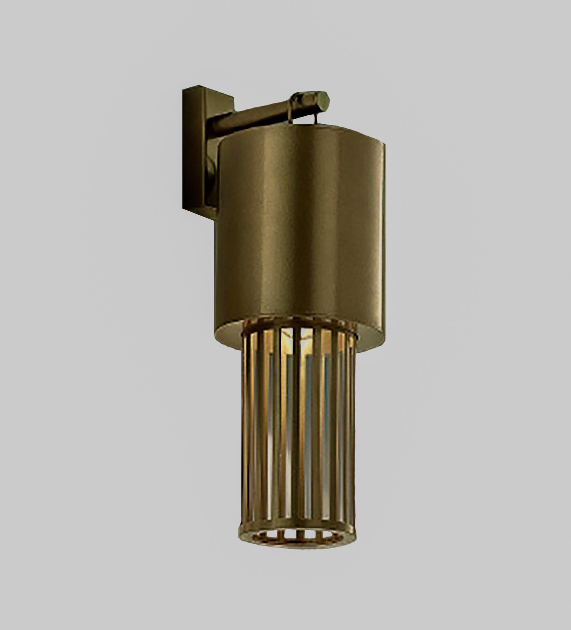 Contemporary Modern Italian Design Futurist Tubular Bronze Finish Steel Sconce For Sale 1
