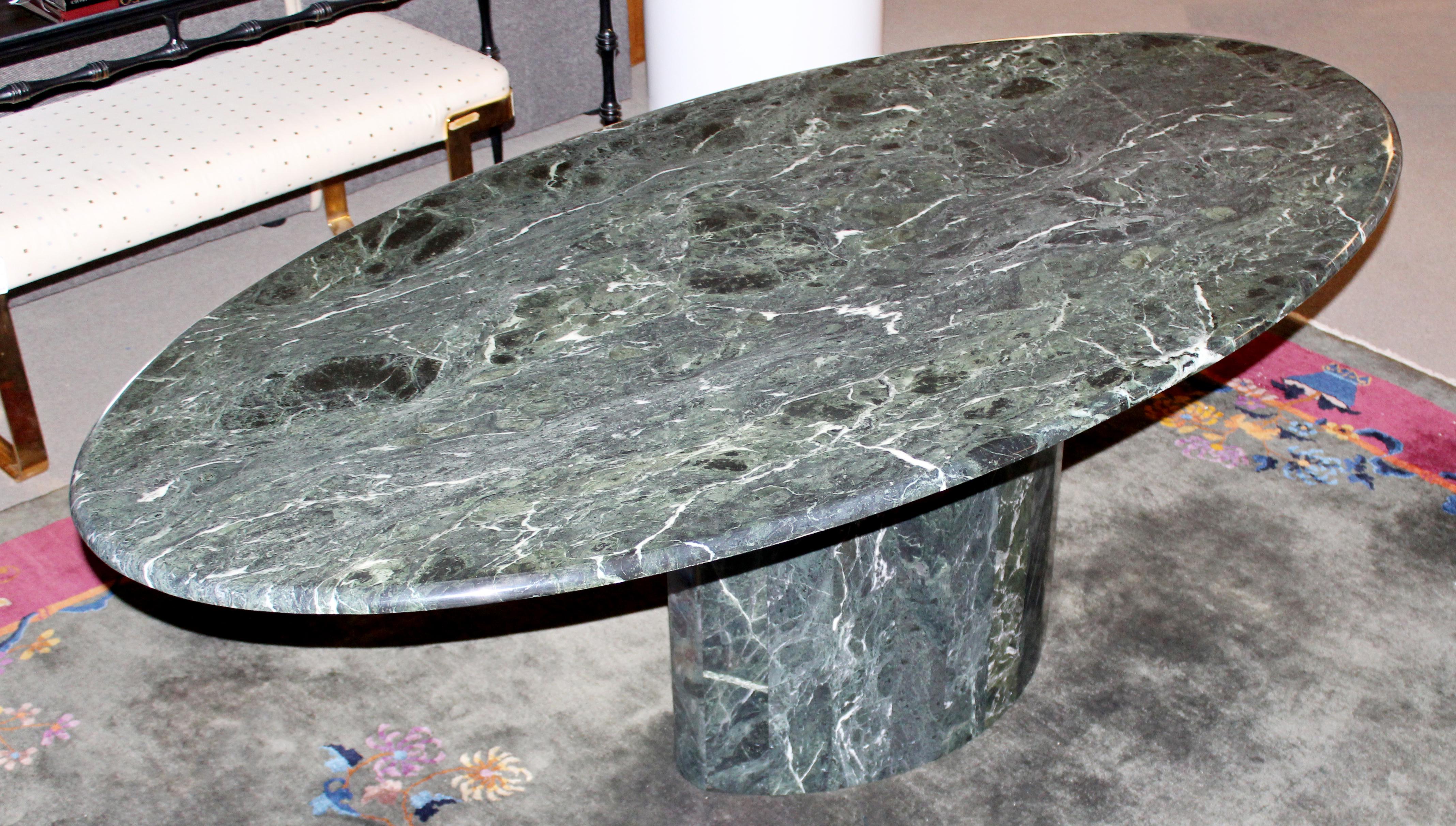 Late 20th Century Contemporary Modern Italian Green Marble Oval Dining Table, 1980s