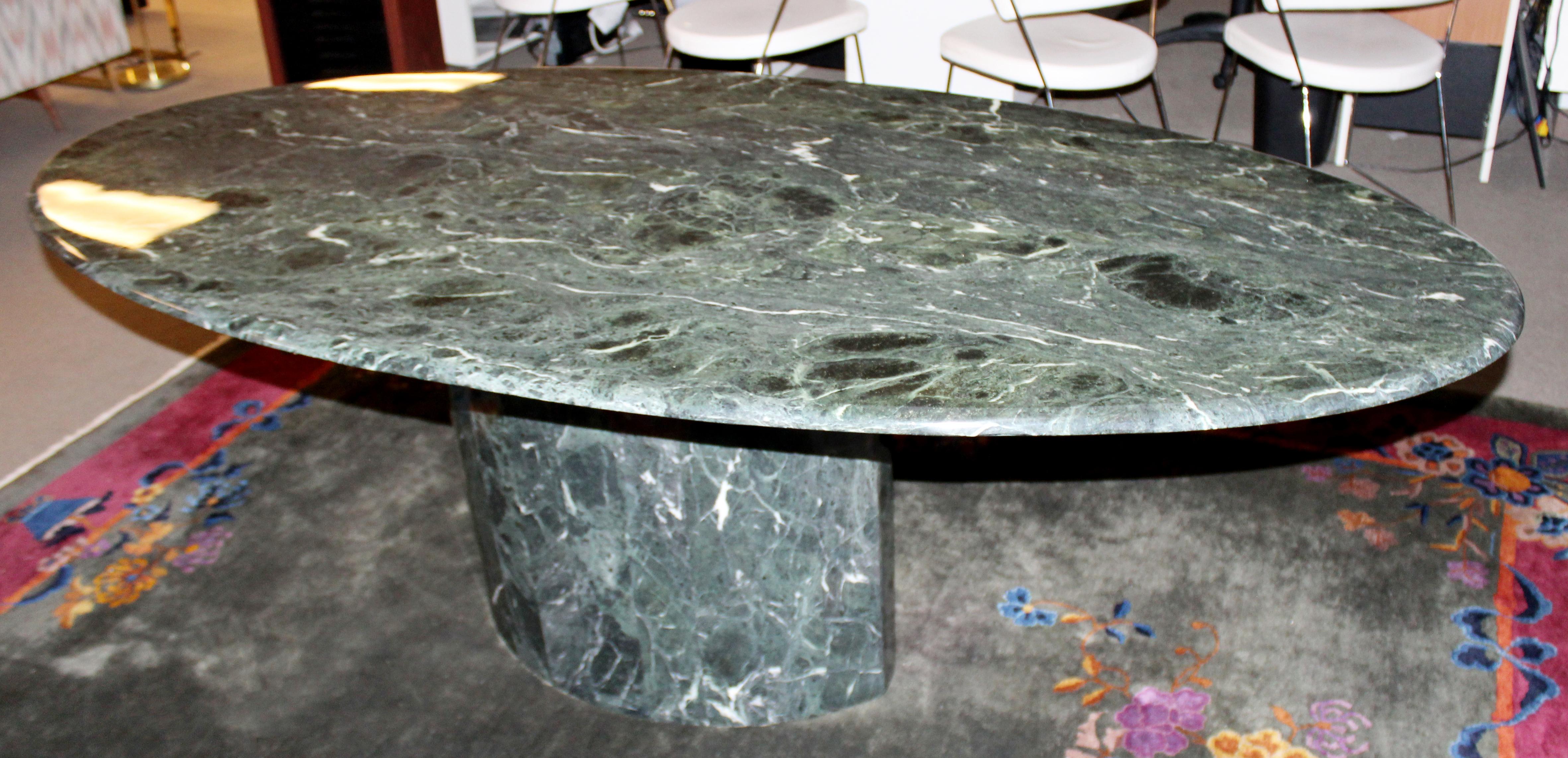 Contemporary Modern Italian Green Marble Oval Dining Table, 1980s 1