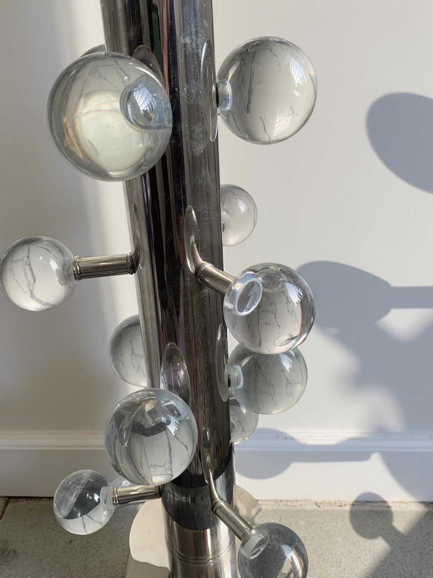 Contemporary Modern Italian HEAVY Lucite Orb Lamp. Never Used w/Unusual Shade For Sale 9