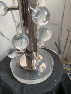 Contemporary Modern Italian HEAVY Lucite Orb Lamp. Never Used w/Unusual Shade