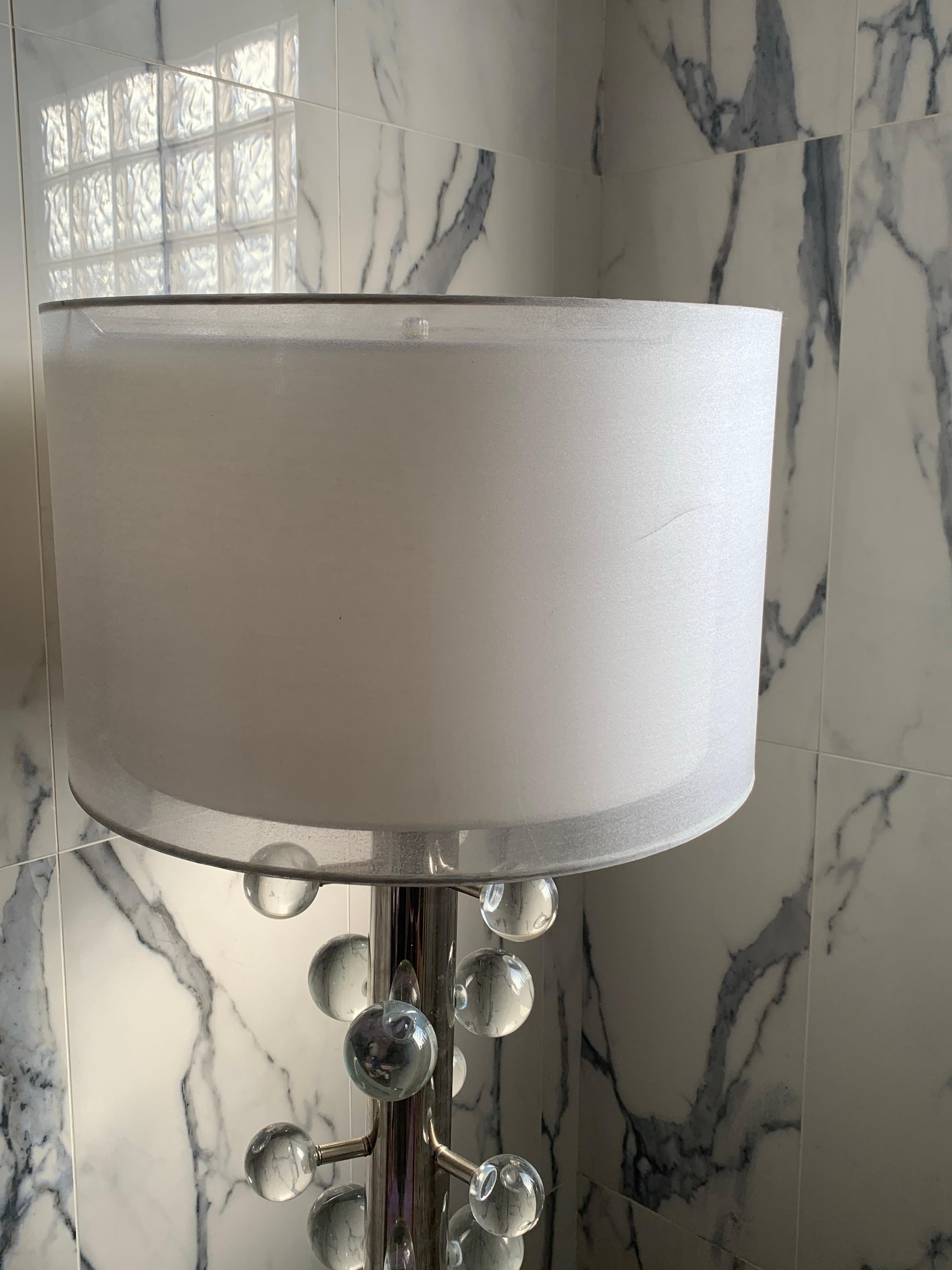 Contemporary Modern Italian HEAVY Lucite Orb Lamp. Never Used w/Unusual Shade For Sale 5
