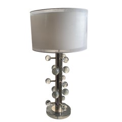 Contemporary Modern Italian HEAVY Lucite Orb Lamp. Never Used w/Unusual Shade