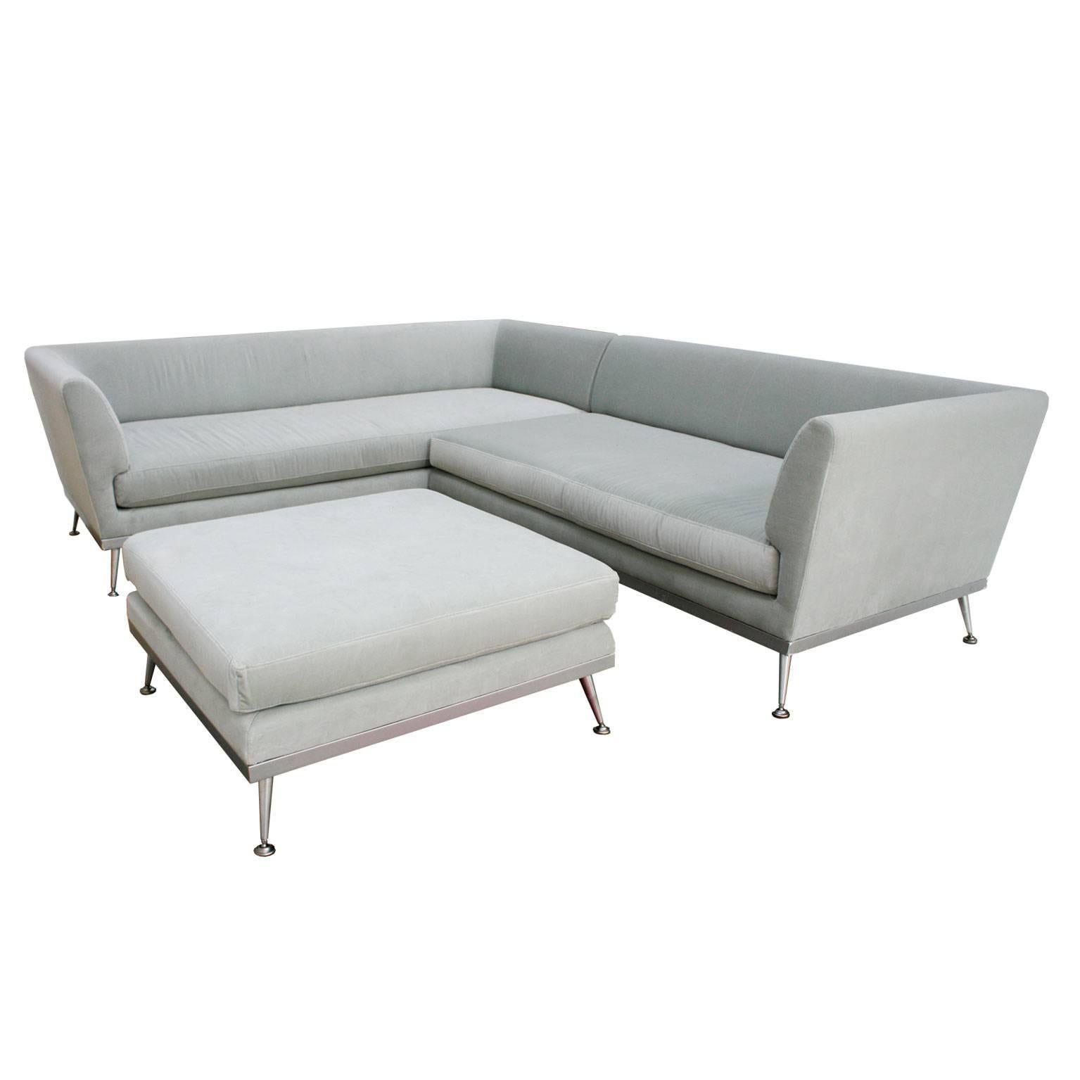 velvet sectional grey