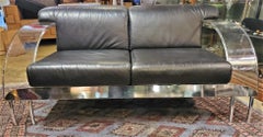 Contemporary Modern Italian Lucite, Chrome and Leather Sofa