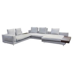 Contemporary Modern Italian Minotti Grey Sectional Sofa Attached Side Tables