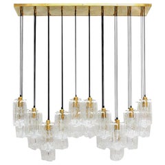 Contemporary Modern Italian Murano Glass and Brass Suspension Lamp