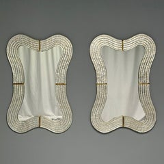 Contemporary, Modern Italian Wall Mirrors, Murano Glass, Silver Leaf, Brass