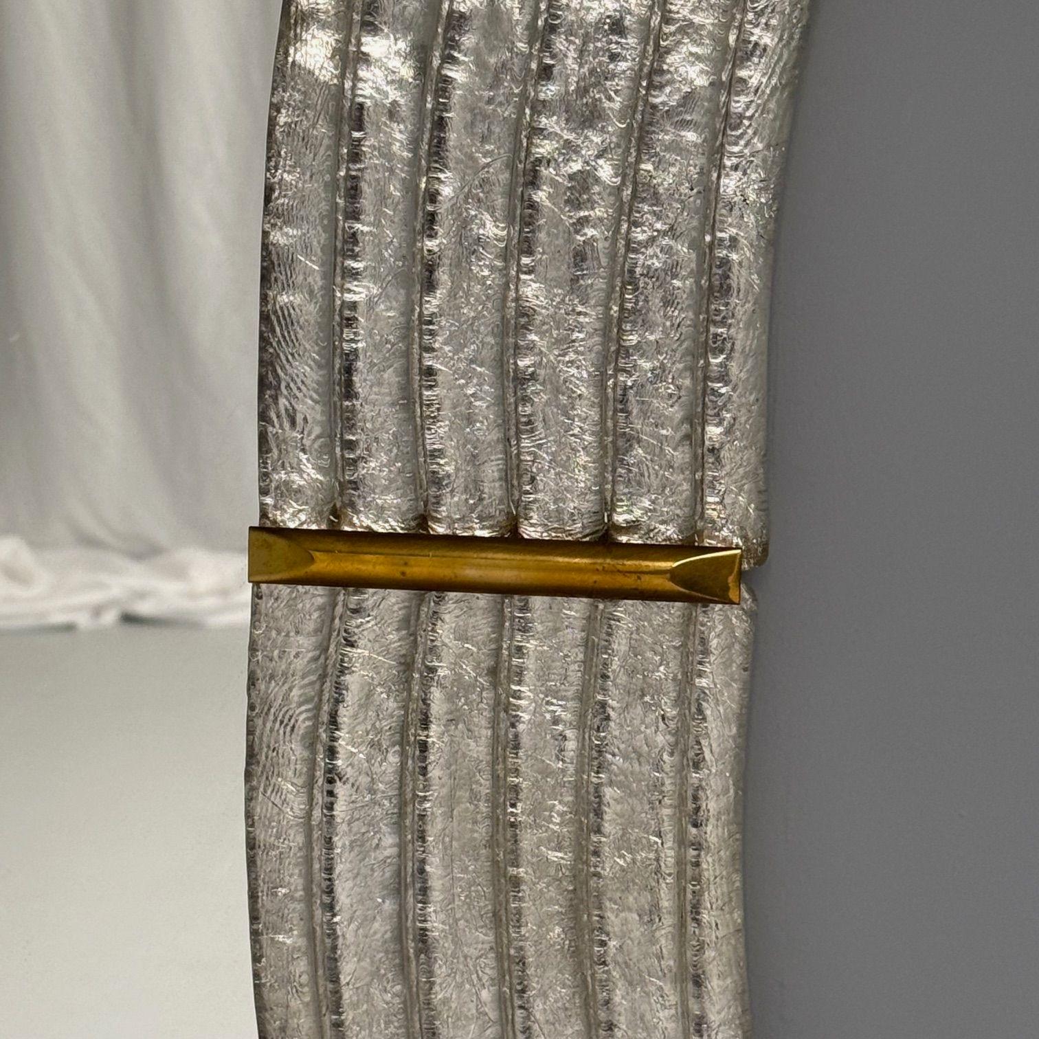Contemporary, Modern Italian Wall Mirrors, Murano Glass, Silver Leaf, Brass For Sale 5