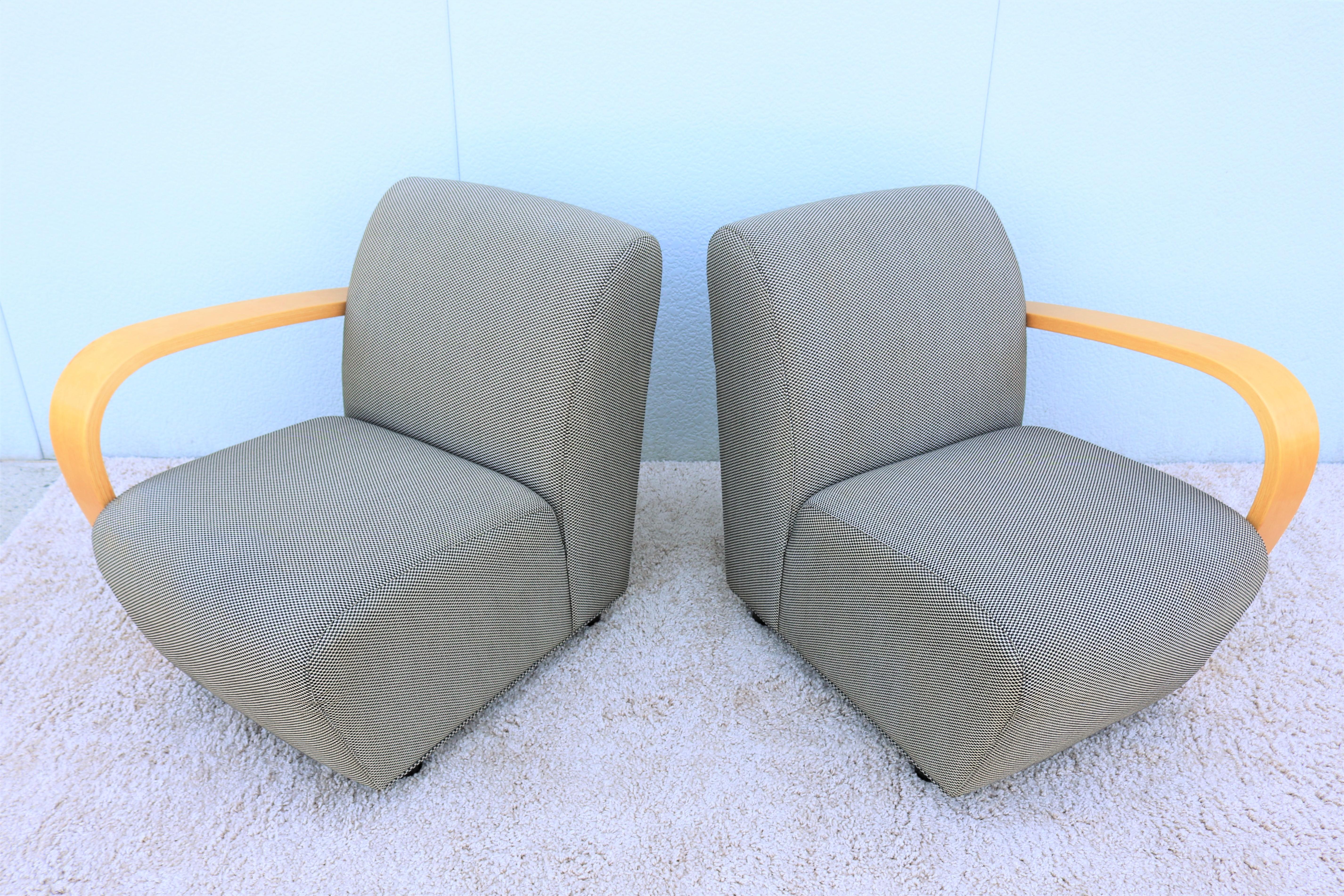 This stunning pair of Modular Lounge chairs is beautifully designed of the best quality components for long comfort and performance.
This pair can be used separately or can be connected together with the ganging hardware at the legs to be used as