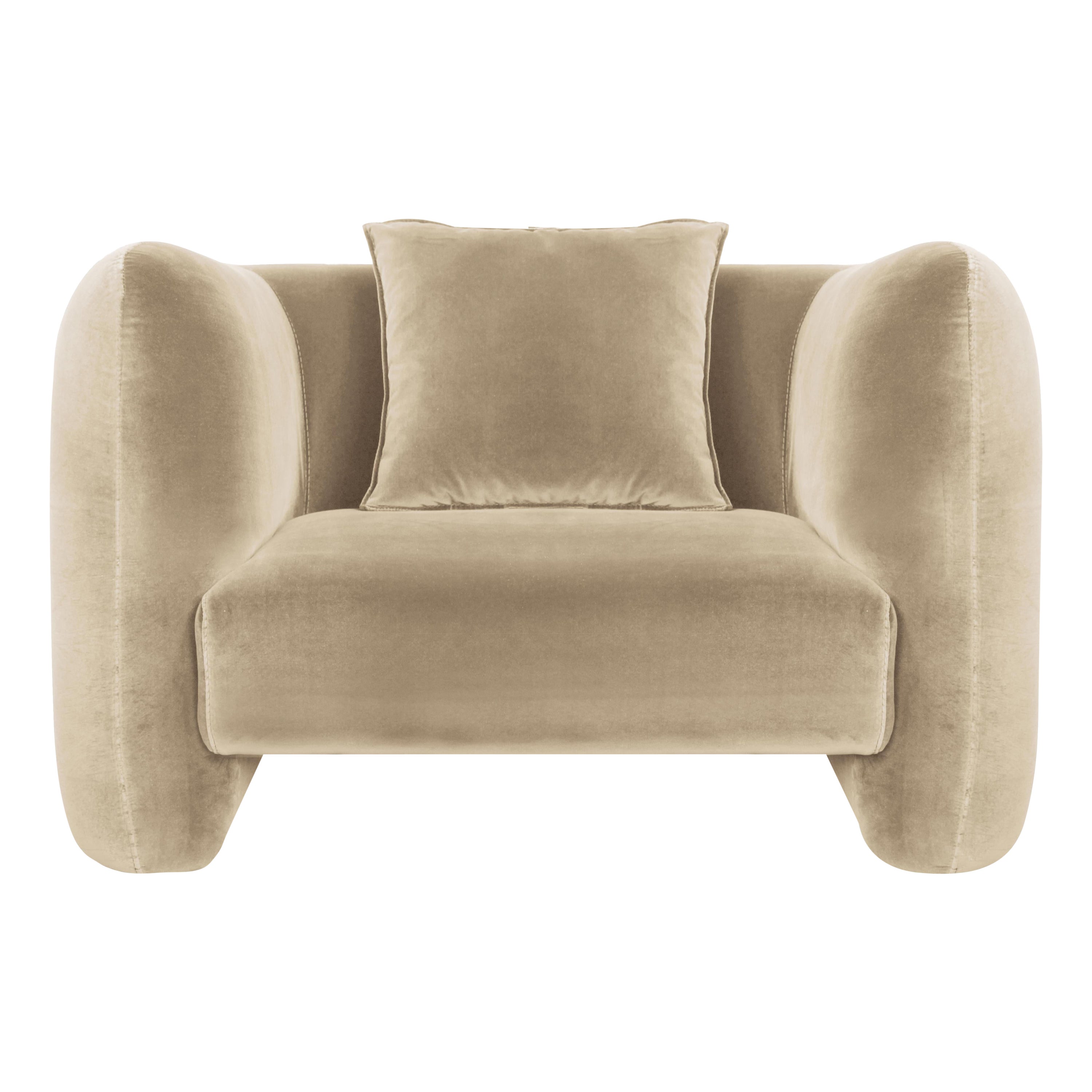 Fauteuil Jacob moderne contemporain en tissu beige de Collector Studio