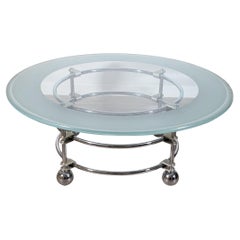 Retro Contemporary Modern Jay Spectre Chrome and Glass Coffee Table for Century