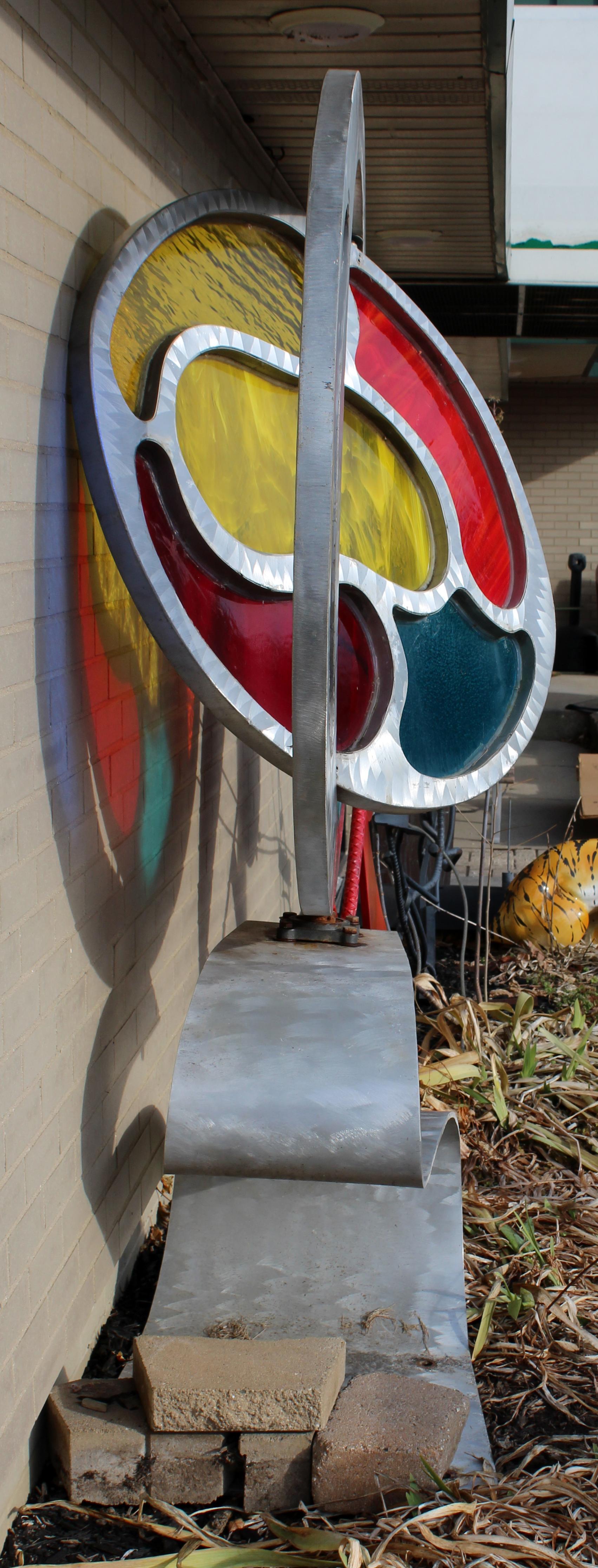 Contemporary Modern Jerry Soble Multi-Color Kinetic Indoor Outdoor Sculpture In Good Condition In Keego Harbor, MI