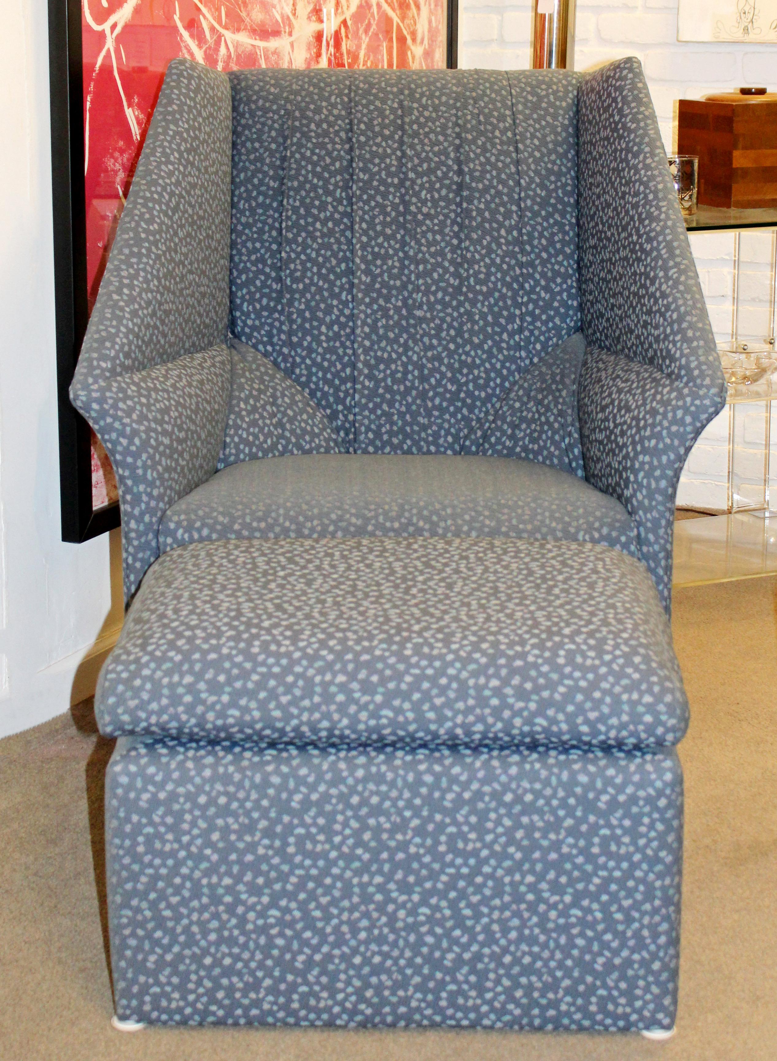 For your consideration is a marvelous, uniquely shaped lounge chair and ottoman, by John Saladino for Baker Furniture, circa the 1980s. In excellent condition. The dimensions of the chair are 34