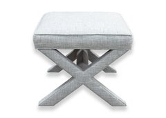 Contemporary Modern Jonathan Adler Blue X Base Ottoman